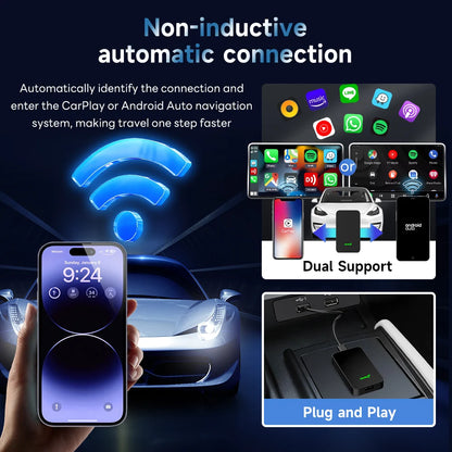 CarlinKit 5.0 Wireless CarPlay Wireless Android Auto Box 2.4G & 5.8Ghz WiFi BT Auto Connect Plug&Play For Wired AA CP Cars